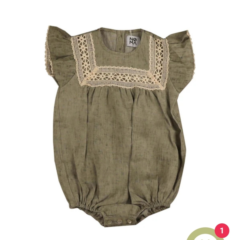NOMA Sage Ribbon Linen Romper